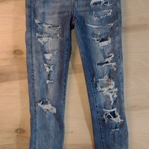 American Eagle Outfitters Women's Ripped Light Blue Skinny Jeans